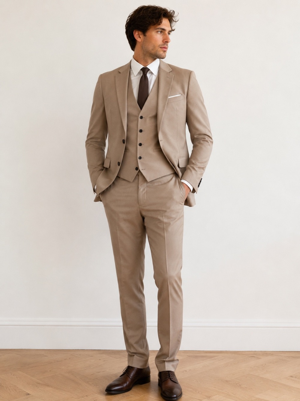 J.Crew Ludlow Taupe 3 Piece Suit XS Slim Fit Like New Dry Cleaned